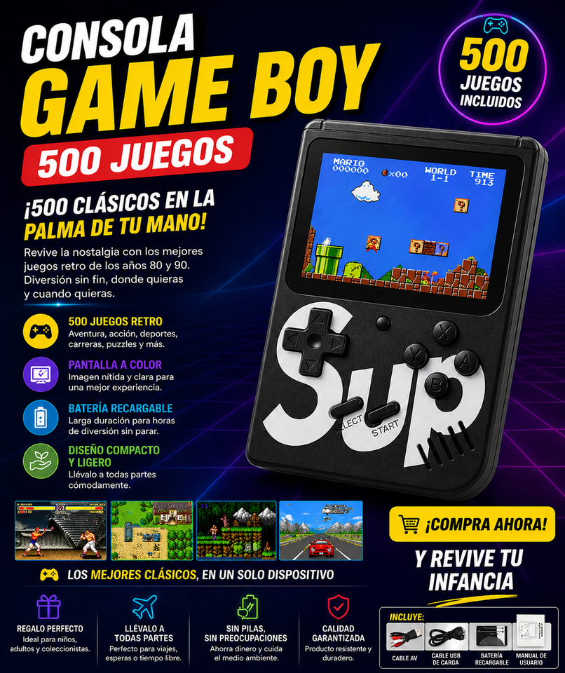 Consola Game Boy (500 juegos)